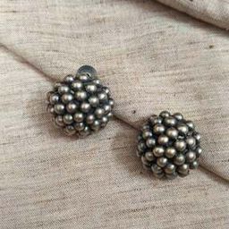 Women Oxidised Silver Beaded Stud Earrings -13