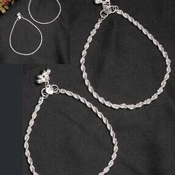 Pack Of 4 Women Silver-Plated Anklets-28
