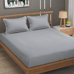 180 TC Striped Double Bedsheet with Pillow Covers-46