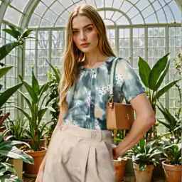 Shein Short Sleeves Abstract Print Loose Fit Top with Front Button Detail-image-92