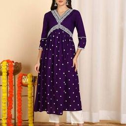 Women Embroidery Flared Kurta-image-87