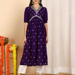 Women Embroidery Flared Kurta-image-23