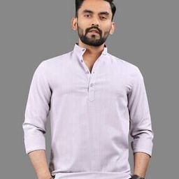 Men Mandarin Collar Short Kurta-11