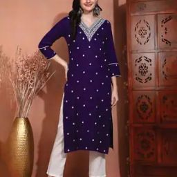 Women Embroidery A-line Kurta-image-109
