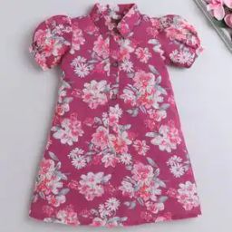 Girls Floral Print A-Line Dress-image-45