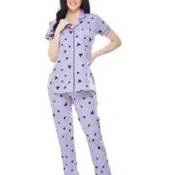 Heart Print Shirt & Pyjamas Set-picture-49