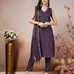 Women Striped Straight Kurta Set-image-30
