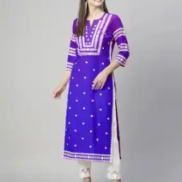 Women Embroidered Straight Kurta with Bracelet Sleeves-picture-45