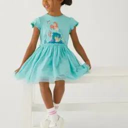 Mermaid Print Fit & Flare Dress-image-0