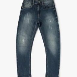 Boys Lightly Washed & Distressed Regular Fit Jeans-picture-19