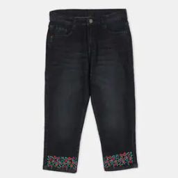 Lightly Washed Jeans with Embroidery-image-26