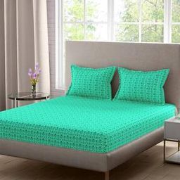 144 TC Ornamental Print Super King Bedsheet with 2 Pillow Covers-41