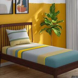 144 TC Colourblock Single Size Bedsheet with Pillow Cover-image-11