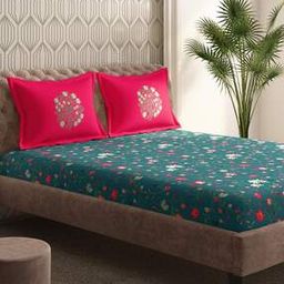 210 TC Printed Super King Size Bedsheet with Pillow Covers-image-90
