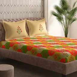 210 TC Printed Super King Size Bedsheet with Pillow Covers-image-78