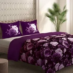Floral Print Double Bedcover with Pillow Covers-image-68