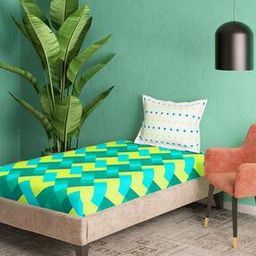 144 TC Geometric Print Single Bedsheet with Pillow Cover-image-3
