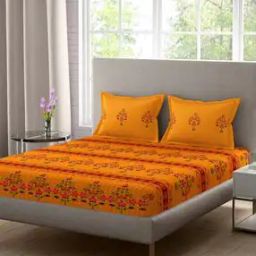 210 TC Printed Double Bedsheet with Pillow Covers & Towel Set-41