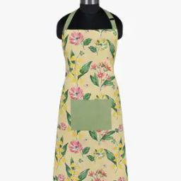 Floral Print Apron with Patch Pocket-20
