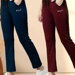 7 threads Women Cotton Straight Track Pants     -picture-2