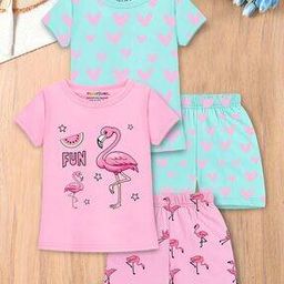 Pack of 2 Graphic Print T-Shirts & Shorts Set-image-107