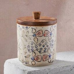 fabindia Floral Print Ceramic Storage Jar with Lid-picture-32