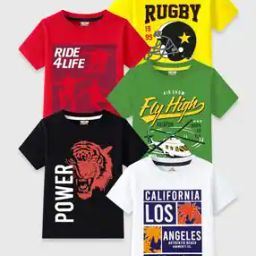 kuchipoo Pack of 5 Boys Printed Relaxed Fit T-Shirts-picture-24