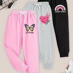 kuchipoo Girls Pack of 3 Printed Straight Track Pants-picture-14
