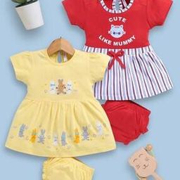 toonyport Pack of 2 Girl Graphic Print Fit & Flare Dresses-picture-31