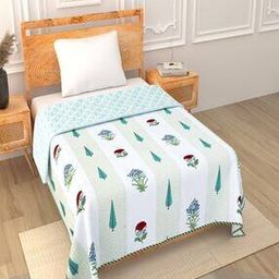 jaipur fabric 180 GSM Tropical Myst Block Print MulMul Cotton Single Bed Dohar-picture-36