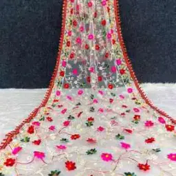 m7t Women Embroidered Dupatta with Lace Border-picture-41