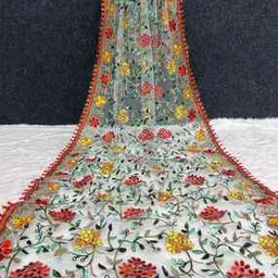m7t Women Embroidered Dupatta with Lace Border-picture-5