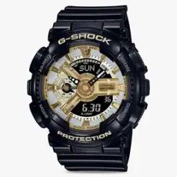 GMA-S110GB-1ADR Gold-Silver Analog-Digital Dial Black Resin Strap Women's Watch G1286-5