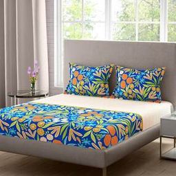 120 TC Printed Queen-Size Bedsheet with Pillow Covers-image-66