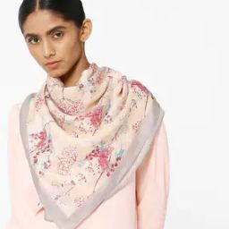 Floral Print Scarf with Contrast Border-image-12