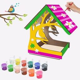 Wooden Build & Paint Hut Shaped Bird House-47
