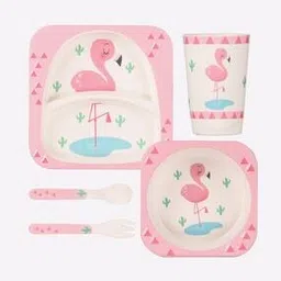 Bamboo Fiber 5-Piece Dining Set (Flamingo)-image-54
