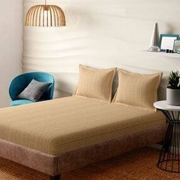300 TC Striped Super King-Size Bedsheet with Pillow Covers-image-98