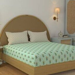 120 TC Floral Print Double Bedsheet with Pillow Covers-image-33