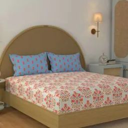 120 TC Floral Print Double Bedsheet with Pillow Covers-12
