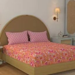120 TC Floral Print Double Bedsheet with Pillow Covers-image-93