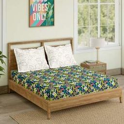 140 TC Floral Print Double-Size Bedsheet with Pillow Covers-17