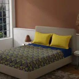 120 TC Floral Print Double Bedsheet with 2 Pillow Covers-picture-19