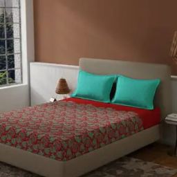 120 TC Floral Print Double Bedsheet with Pillow Covers-image-87