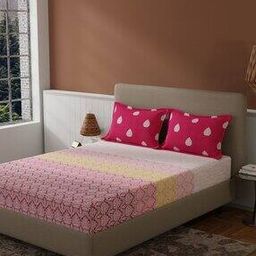 120 TC Printed Double Bedsheet with 2 Pillow Covers-13