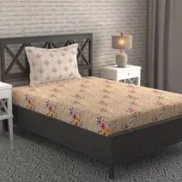 120 Tc Orange Color Single Size Bedsheet with 1 Pillow Cover-13