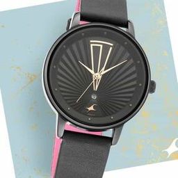 Women NP6206NL02 Fastrack  - Ruffles Black Dial Leather Strap Watch-image-46