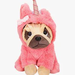 Pug Soft Toy with Unicorn Hoodie-image-2