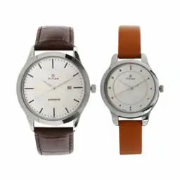 His & Her Water-Resistant Couple Analogue Watch-NT15842481SL01-40