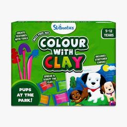 skillmatics Colour with Clay Pups at The Park No Mess Art Clay Canvas image 1